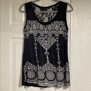 B.L.E.U. Black and White Graphic Tank Top